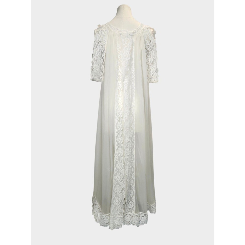 Vintage TOSCA Lingerie Peignoir Lace Robe Dressing‎ Gown White Medium *READ